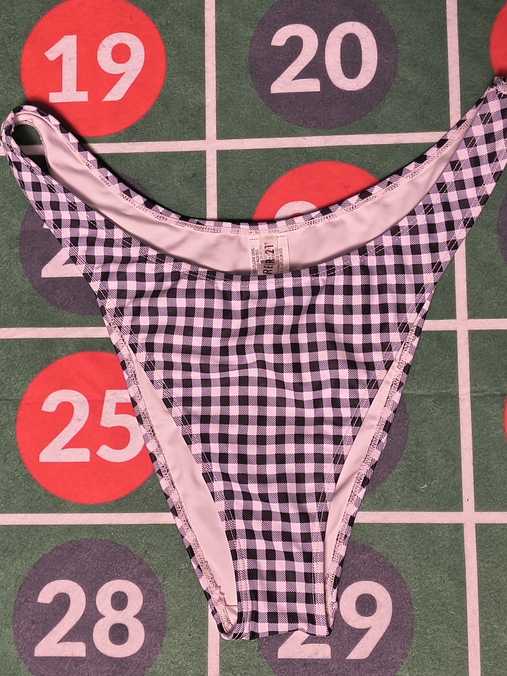 Forever 21 Gingham High Leg Bikini Bottoms Women’s M Black White Checkered Swim